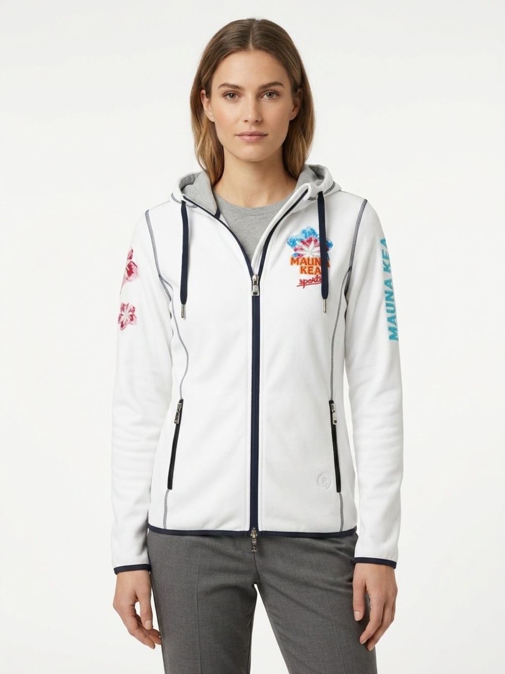 Bogner Mauna Kea Floral Embroidered Zip Jacket White L